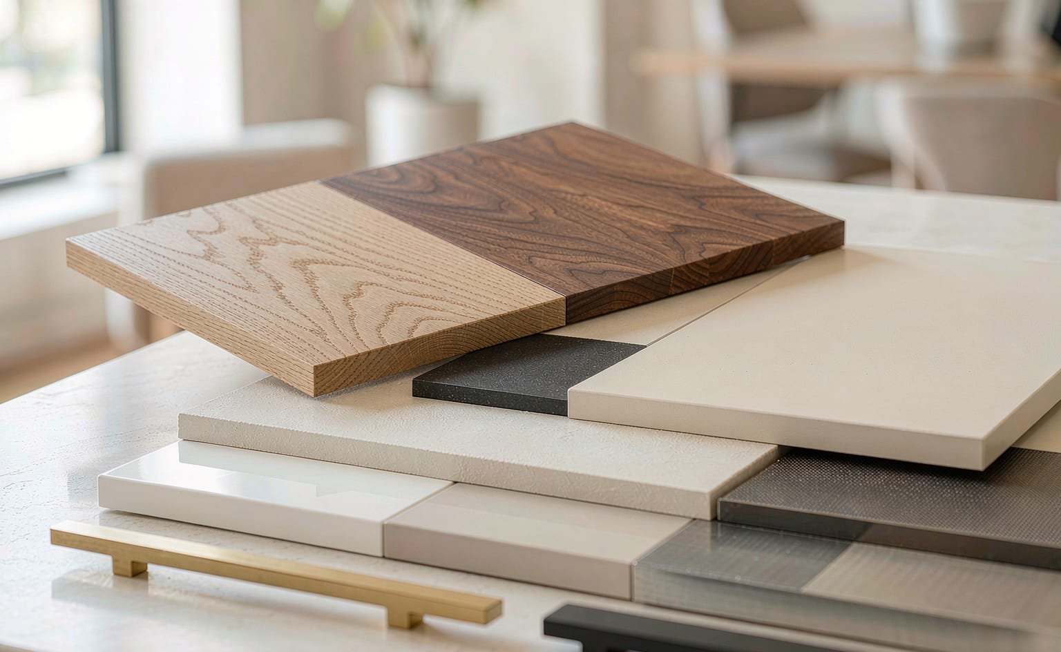 Cabinet board, veneer and hardware finish samples
